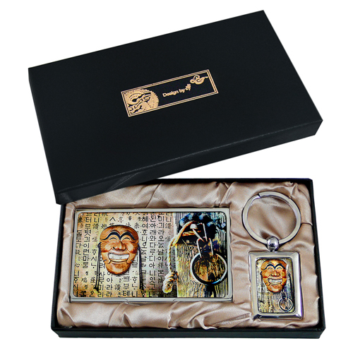 (2종)나전명함케이스+사각열쇠고리(하회탈1)(T)