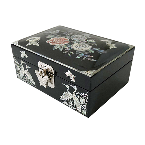 B-장미 나비 자개 보석함 악세사리보관함(검정)